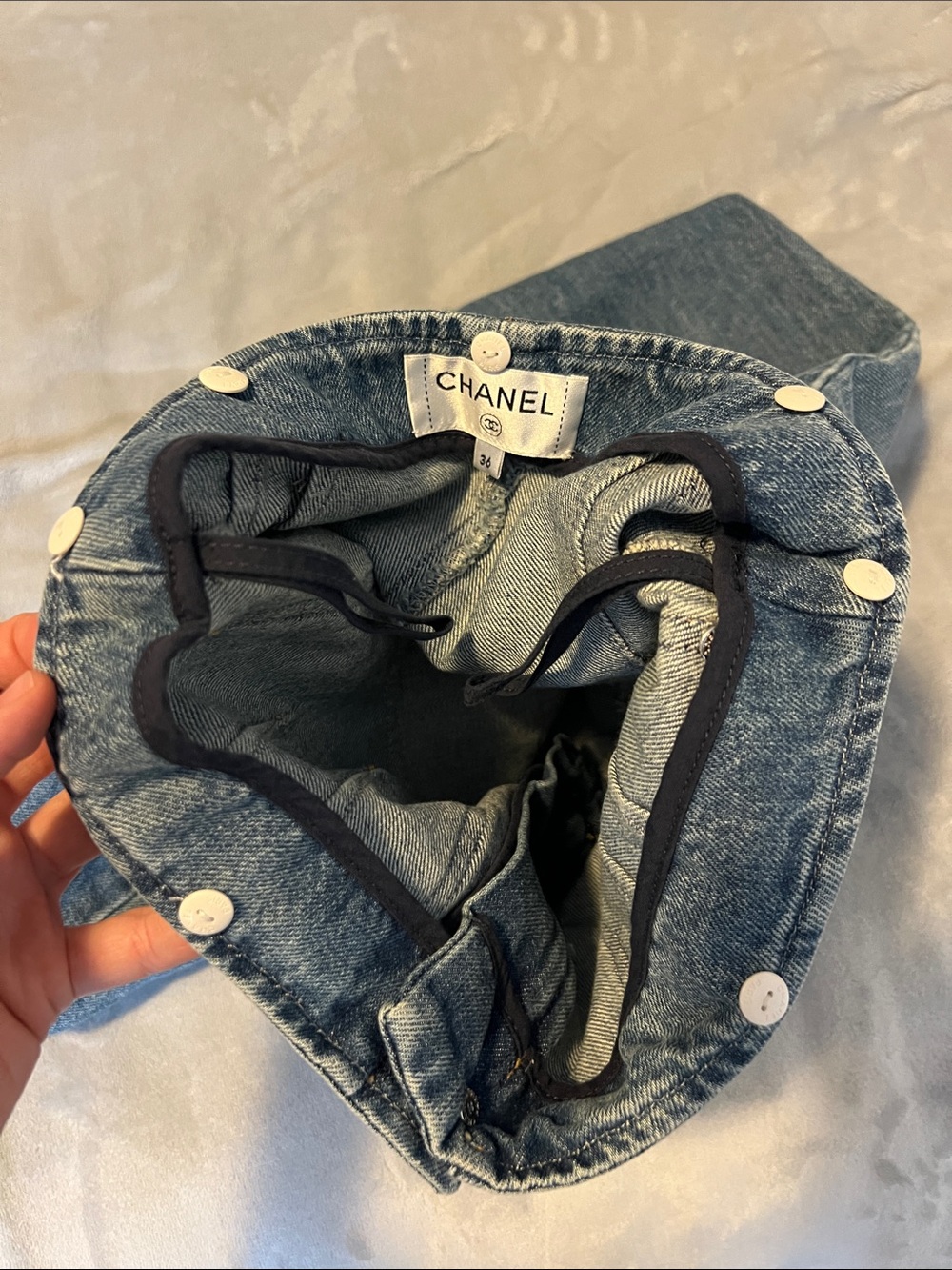 CHANEL jean denim bermuda length shorts blue size 36 chic classy modest luxury - Picture 9 of 12